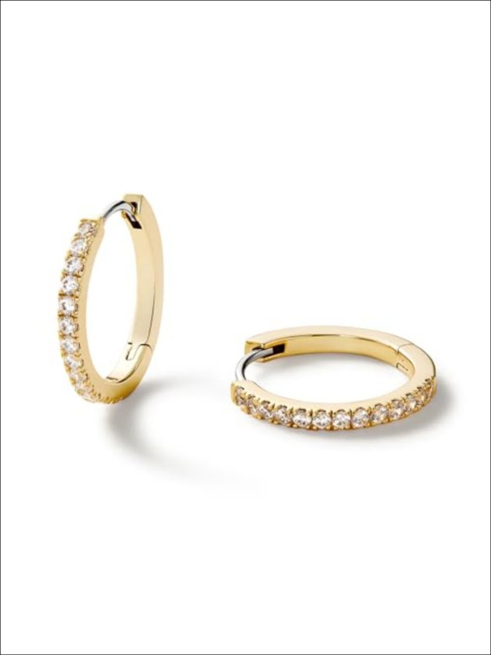 14K Gold Plated Huggie Hoop Earrings Cubic Zirconia Pave Hypoallergenic